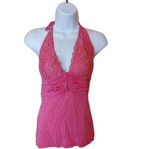 BARBIE CORE Pink Beaded Halter Top Fits Size Small